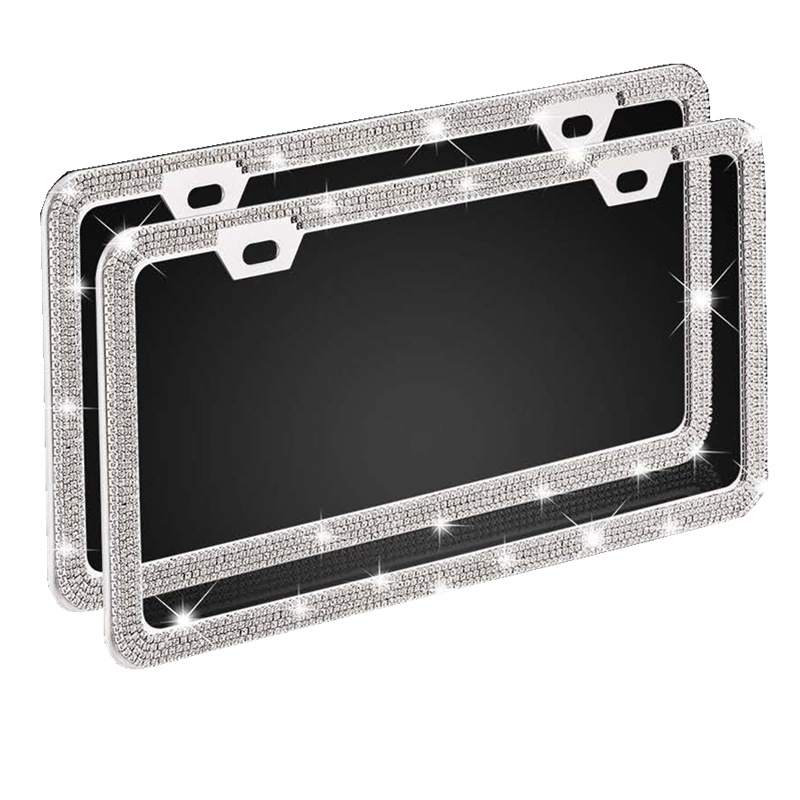 High quality New Car Styling Bling Glitter Gem Rhinestone License Number Plate Frames with  Price