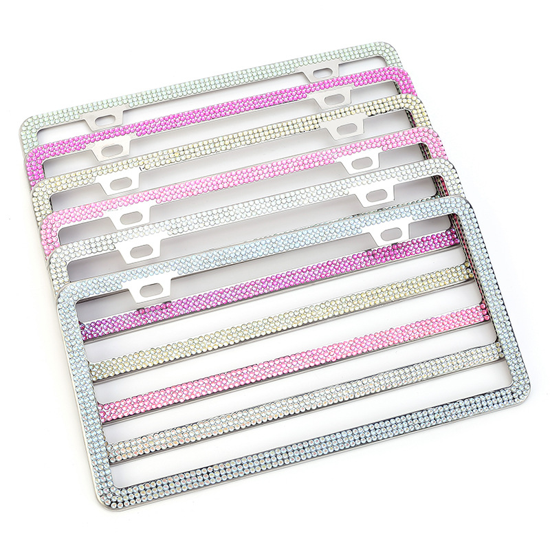 High quality New Car Styling Bling Glitter Gem Rhinestone License Number Plate Frames with  Price