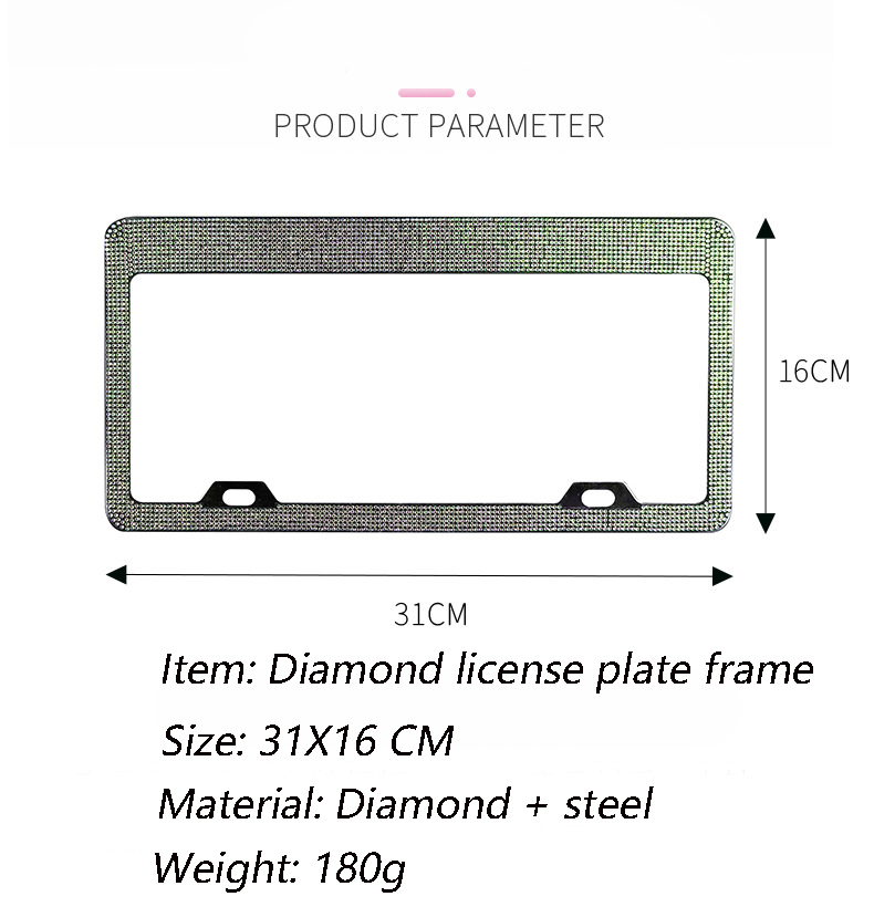 High quality New Car Styling Bling Glitter Gem Rhinestone License Number Plate Frames with  Price