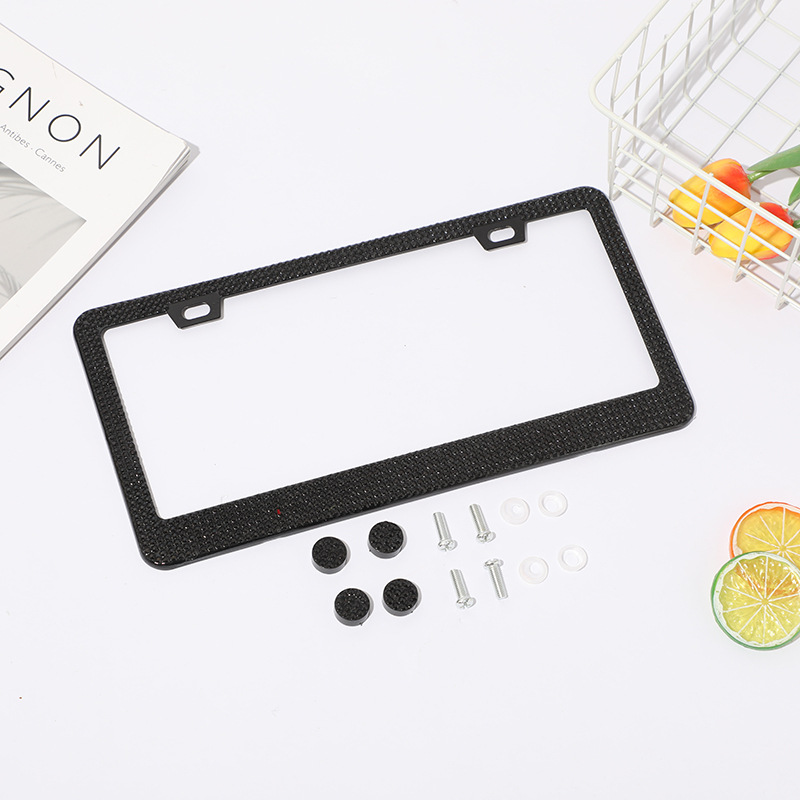 Diamond-encrusted license plate frame stick drill square hole acrylic  license plate fram