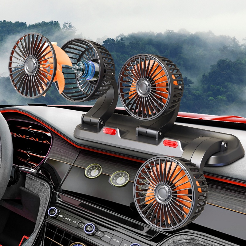 24V 12V Three 3 heads car fan triple three heads dashboard truck fan car accessories 2023 for RV boat cabin caravan van