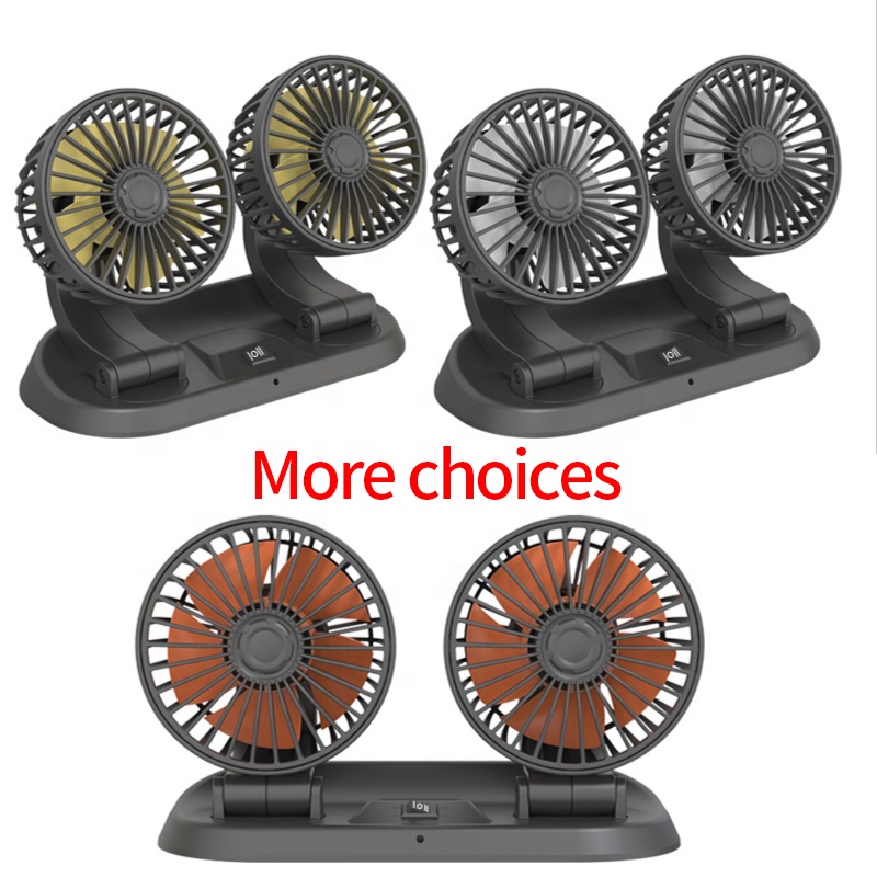 Hot selling High Airflow 360 Rotation Personal Cooling Car Mute Interior Accessories Dual Head Solar Fan For Car 