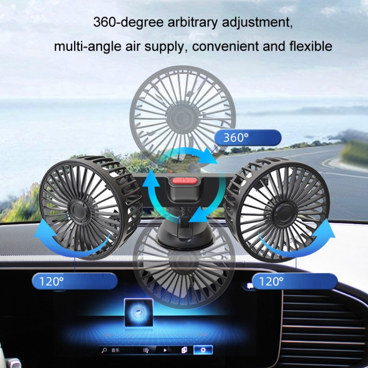 Hot selling Multi-function Car cooling USB Fan Car Shake double Head Fan