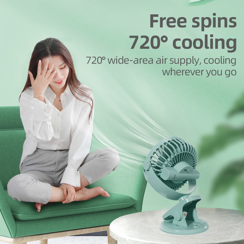 New wireless portable 720 Oscillating Clip fan Car home office use Electric Rechargeable Fan 800mah With Strong Wind