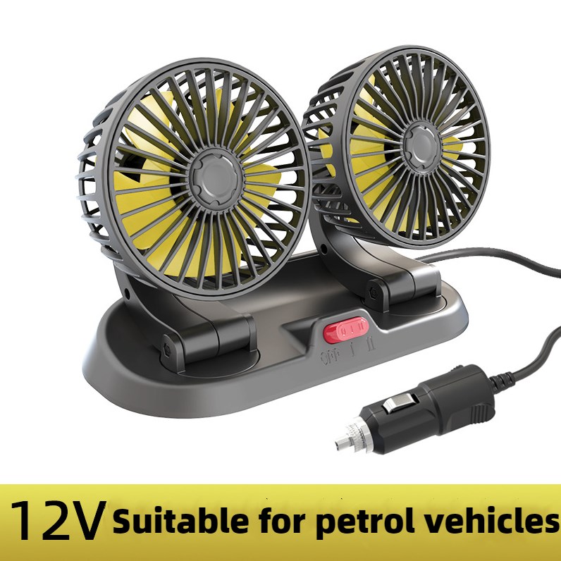 2023 Hot Selling car adjustable air Fast Cooling fan USB dashboard Double Heads fan ABS Car Mini Electronic Fan