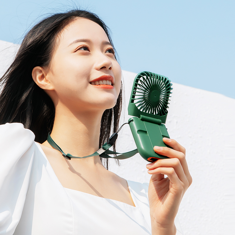 Original Manu Rechargeable 3000mAh Handfan Mini USB Portable Folding Stand Cooler Fan Car Air Conditioner Cooling