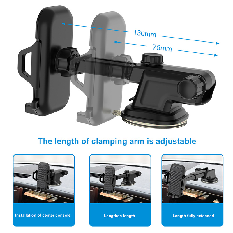 360 Degree rotatable and retractable long arms Strong Suction flexible car phone holder dashboard mount for IPhone car h
