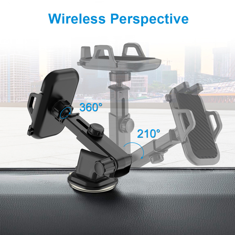 360 Degree rotatable and retractable long arms Strong Suction flexible car phone holder dashboard mount for IPhone car h