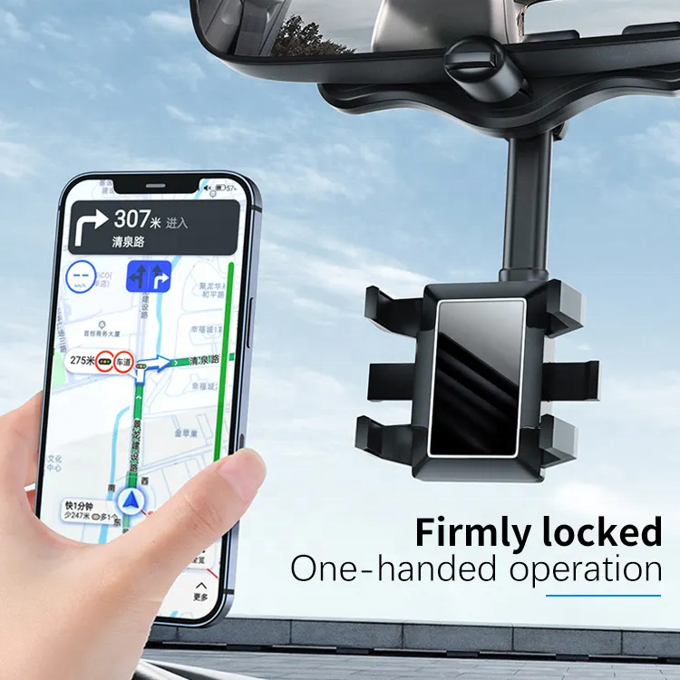 Fast Shipping Mobile Phone Car Holder Universal Clips Silicone 360 Rotatable Retractable Rearview Mirror Phone Holder Fo