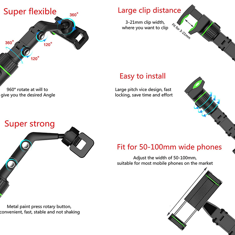 Telephone Car Holder 360 Degree Rotating Stand Rearview Mirror GPS Navigation Auto Phone Support Multifunctional Phone H