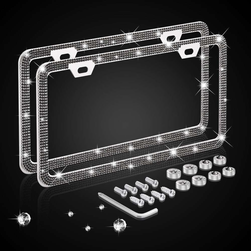 High quality New Car Styling Bling Glitter Gem Rhinestone License Number Plate Frames with  Price