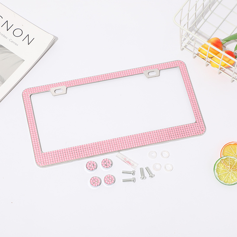Diamond-encrusted license plate frame stick drill square hole acrylic  license plate fram