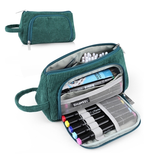 Corduroy Triangular Pen Case Pouch Travel Cosmetic Organizer Makeup Cosmetic Bag