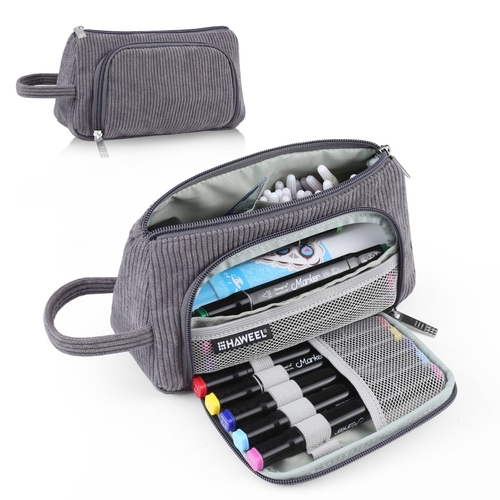 Corduroy Triangular Pen Case Pouch Travel Cosmetic Organizer Makeup Cosmetic Bag