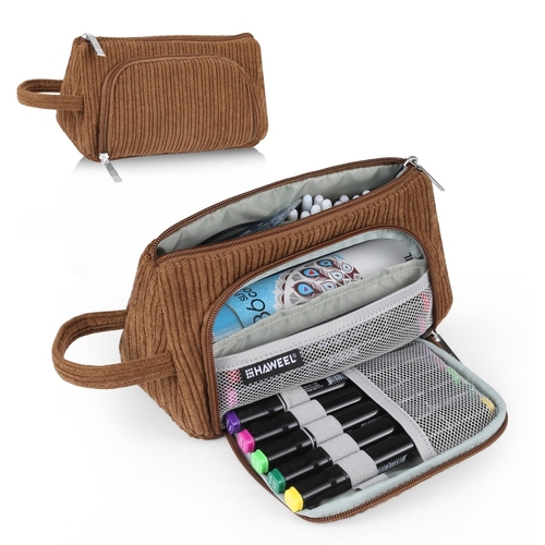 Corduroy Triangular Pen Case Pouch Travel Cosmetic Organizer Makeup Cosmetic Bag