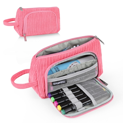 Corduroy Triangular Pen Case Pouch Travel Cosmetic Organizer Makeup Cosmetic Bag