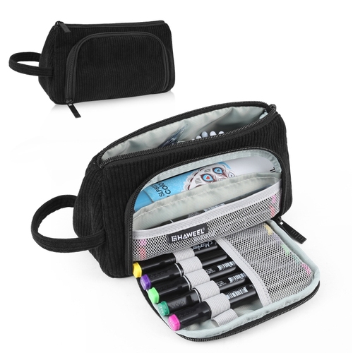 Corduroy Triangular Pen Case Pouch Travel Cosmetic Organizer Makeup Cosmetic Bag