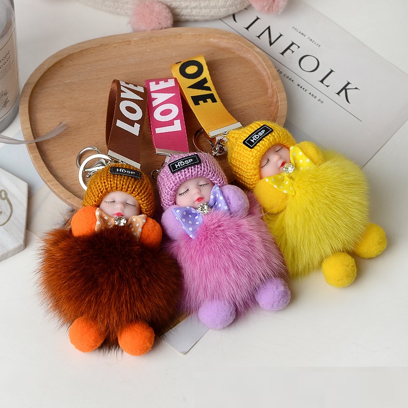 Cute Metal Plush Toy Ornaments, Baby Doll Chains for Collectors