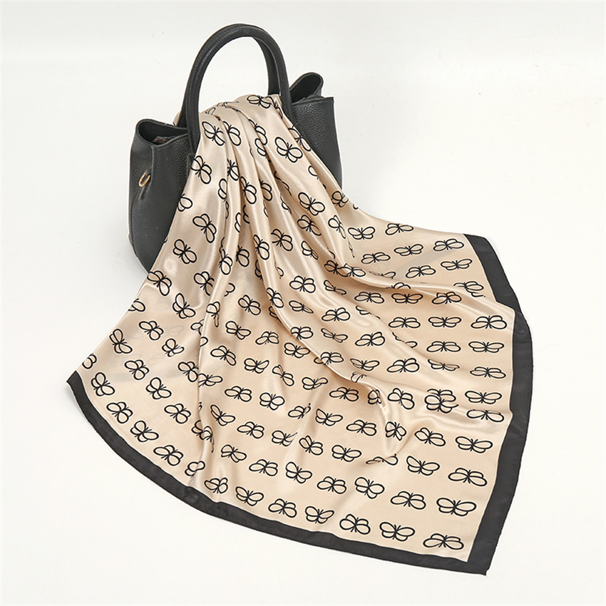 Satin Scarf with Feather Design Women's Fashion Scarves, Personalized Style