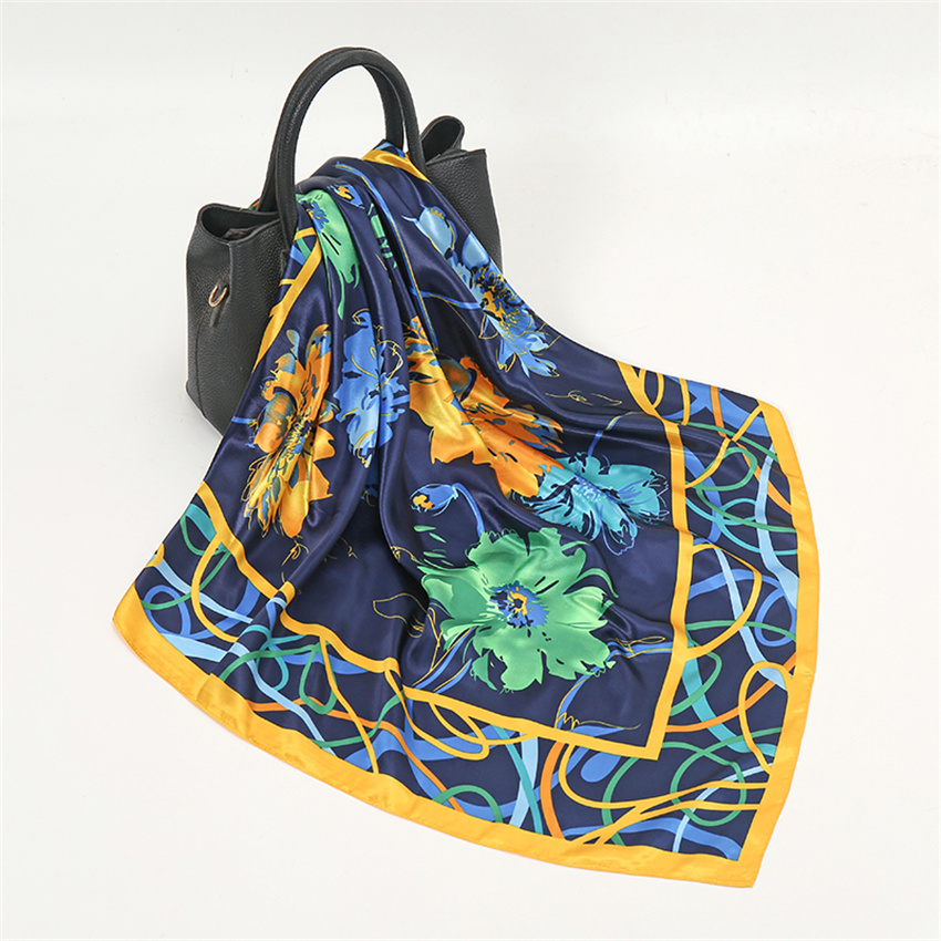 Satin Scarf with Feather Design Women's Fashion Scarves, Personalized Style