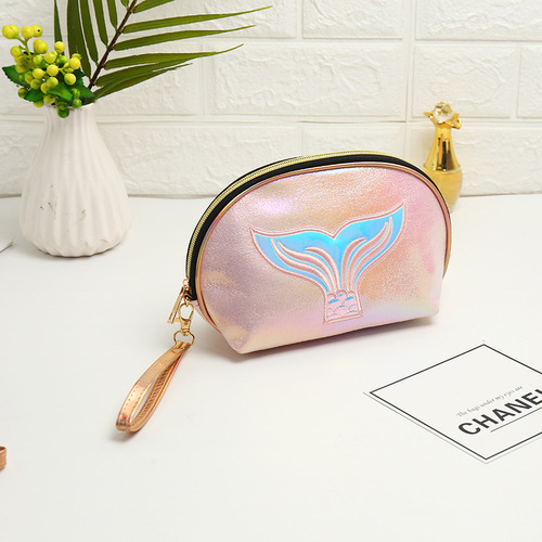 High Quality Wristlet Toiletry Use Shiny PU Leather Makeup Case Cosmetics Bag