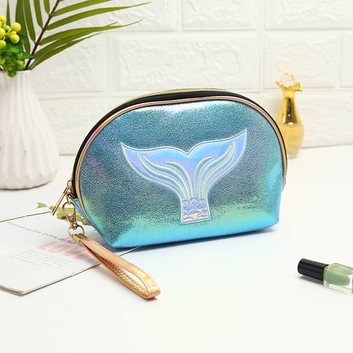 High Quality Wristlet Toiletry Use Shiny PU Leather Makeup Case Cosmetics Bag