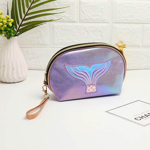 High Quality Wristlet Toiletry Use Shiny PU Leather Makeup Case Cosmetics Bag