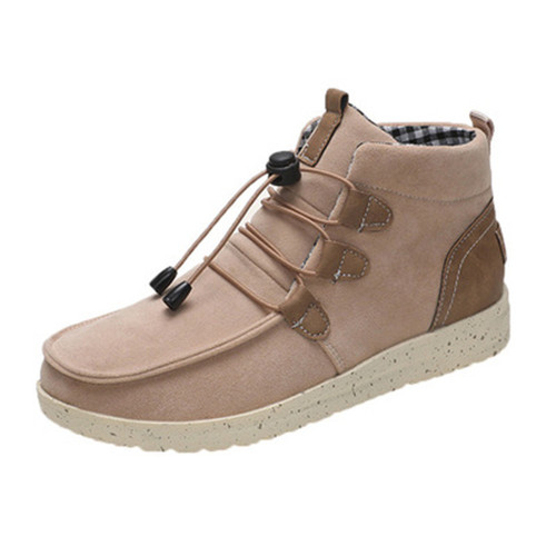 2021 High Quality Women Outdoor Lace Up Short Tube Boots Pu Leather Casual Fashion Cotton Boots