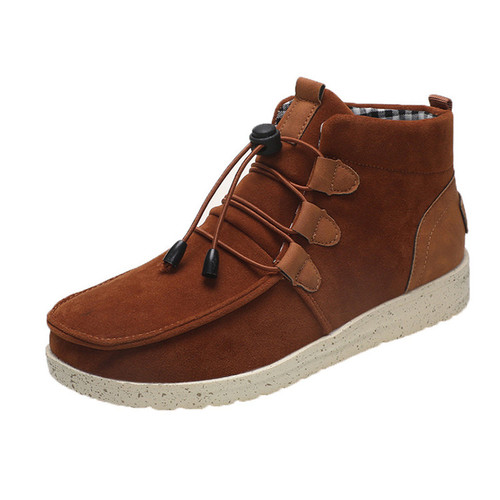 2021 High Quality Women Outdoor Lace Up Short Tube Boots Pu Leather Casual Fashion Cotton Boots