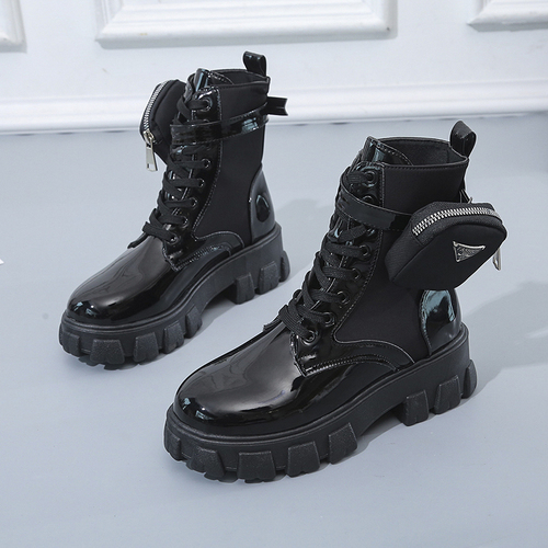 New Arrivals Ladies Boots Platform Thick-soled Shoes Lace on Women Boots Pocket Decorate Winter Boots