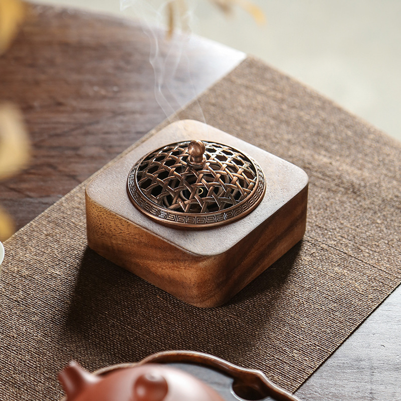 New popular walnut incense burner Chinese indoor divination decoration incense burner wood incense crafts