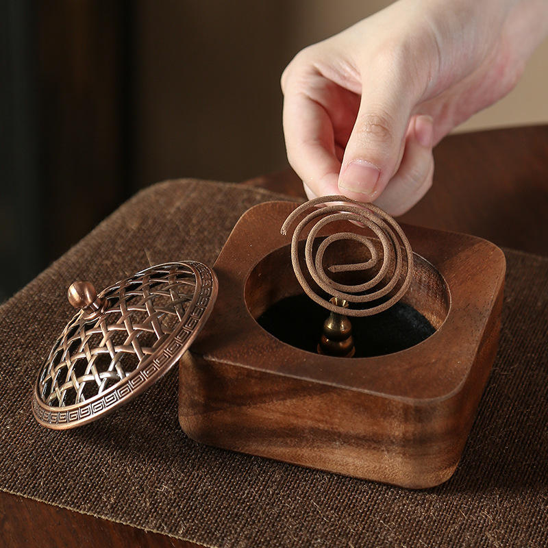 New popular walnut incense burner Chinese indoor divination decoration incense burner wood incense crafts