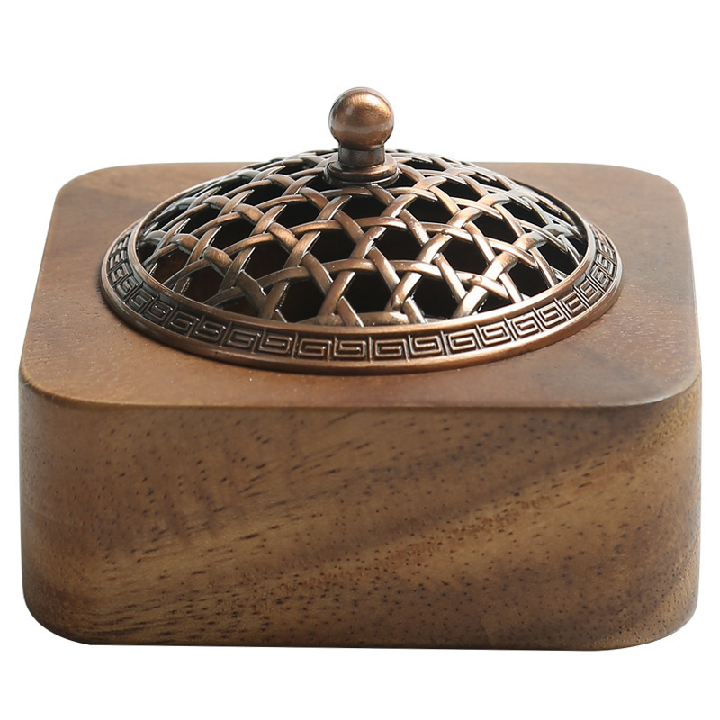 New popular walnut incense burner Chinese indoor divination decoration incense burner wood incense crafts
