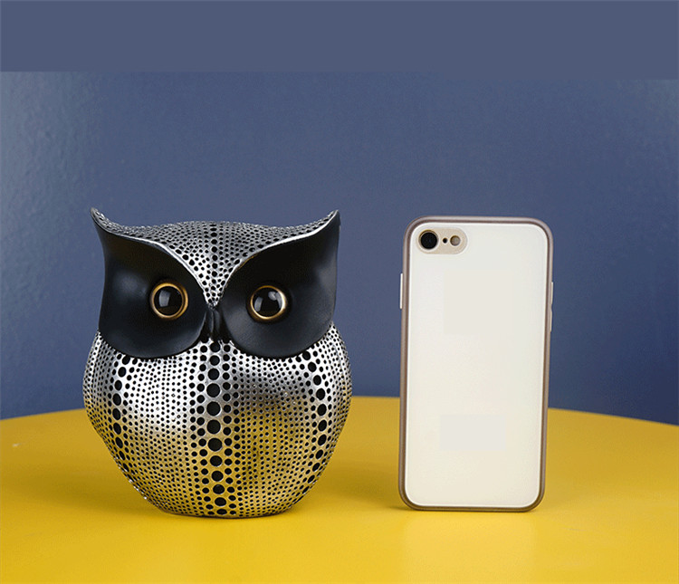 Nordic 3d Statue Black Owl Statue Desk Ornaments Fashion Resin Crafts For Home Living Room Bookshelf Fireplace Decorativ