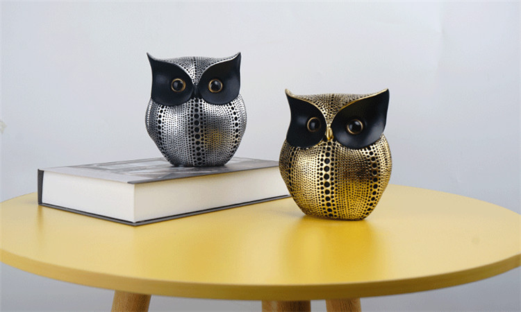 Nordic 3d Statue Black Owl Statue Desk Ornaments Fashion Resin Crafts For Home Living Room Bookshelf Fireplace Decorativ