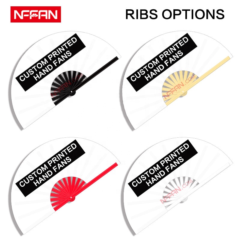 Personalised  Printed 13'' Large Bamboo Wooden Folding Clack Hand Fan  for Women Man Festival Parties Rave Acc