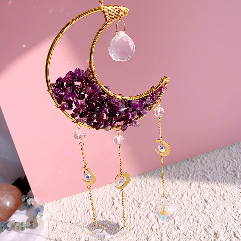   high quality  natural  crystal sun catcher moon sun catchers amethyst suncatche for decoration