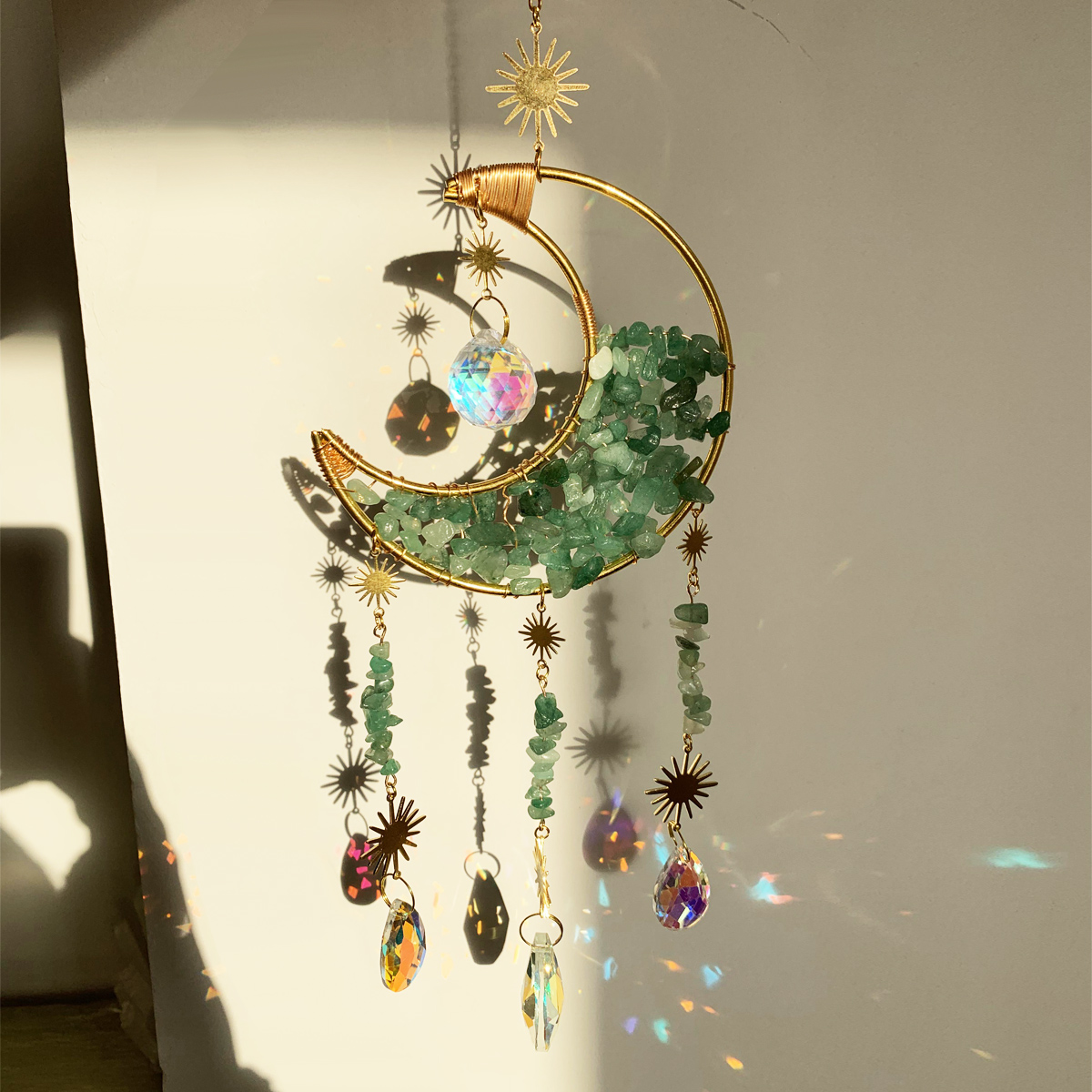   high quality  natural  crystal sun catcher moon sun catchers amethyst suncatche for decoration