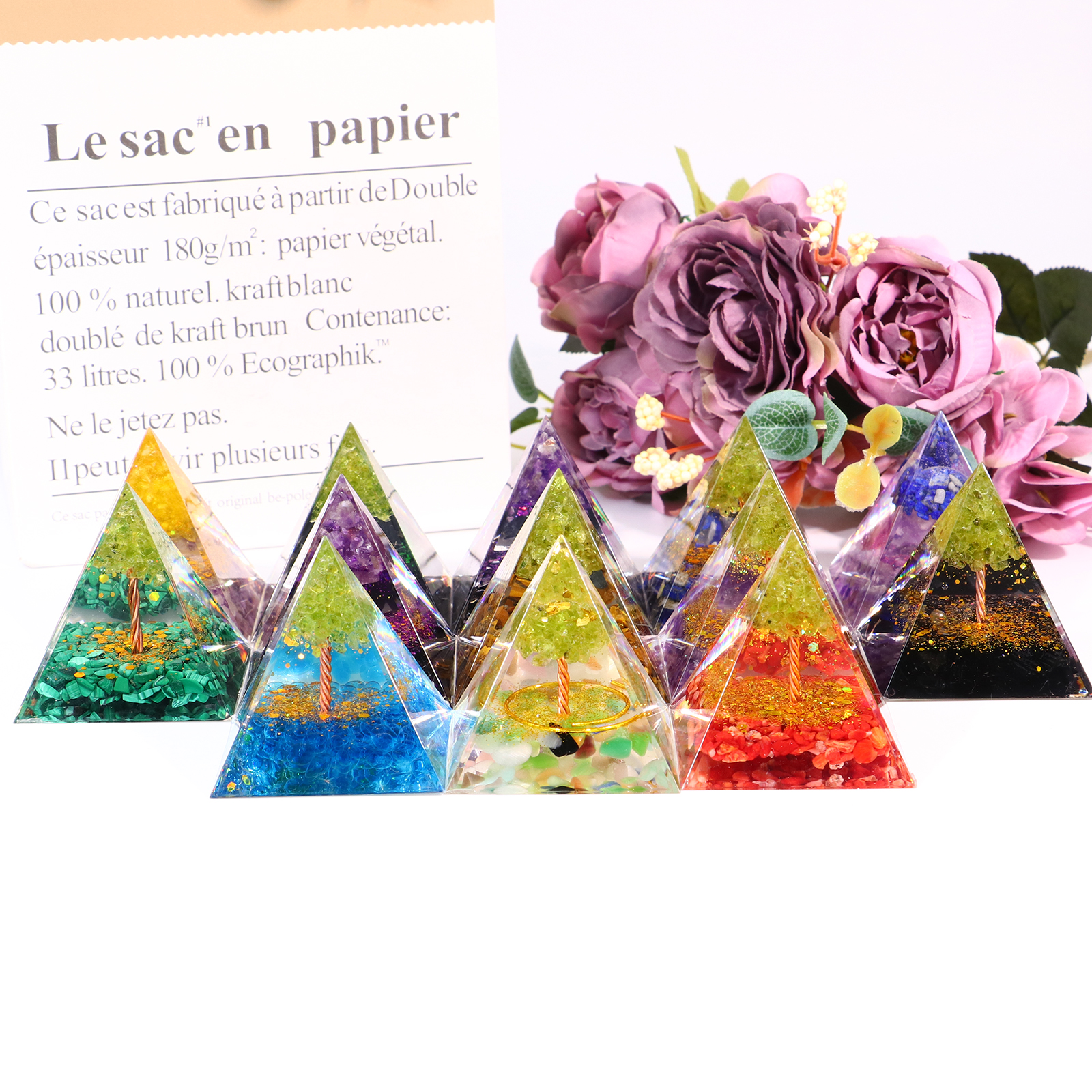 50mm Energy Generator Orgone Pyramid Crystal Gemstone Organite Pyramids Healing Reiki Meditation