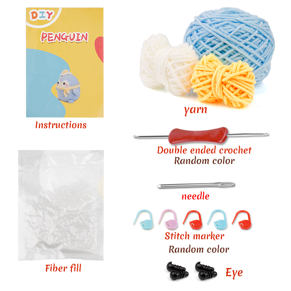 Easy To Do beginners woobles crochet kit animal diy Handmade penguin crochet kit