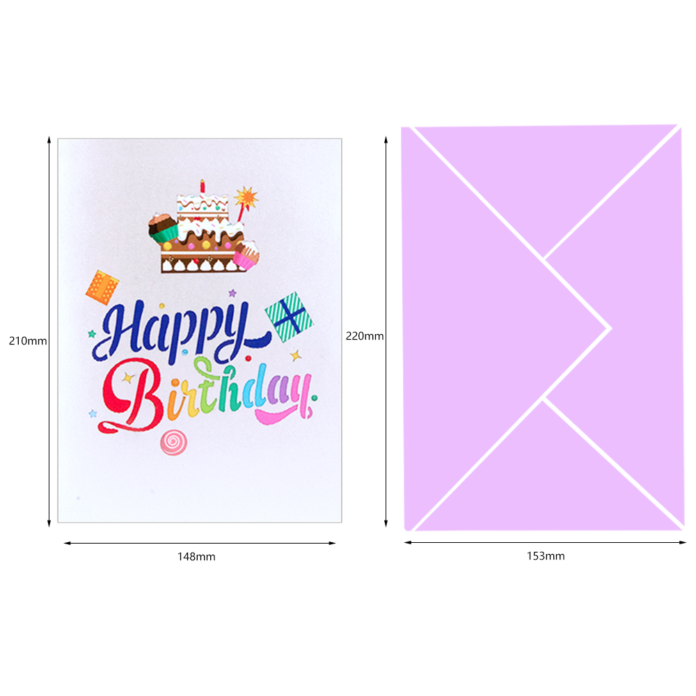 Winpsheng  musical light up blowable happy birthday pop up greeting cards sound cards with light