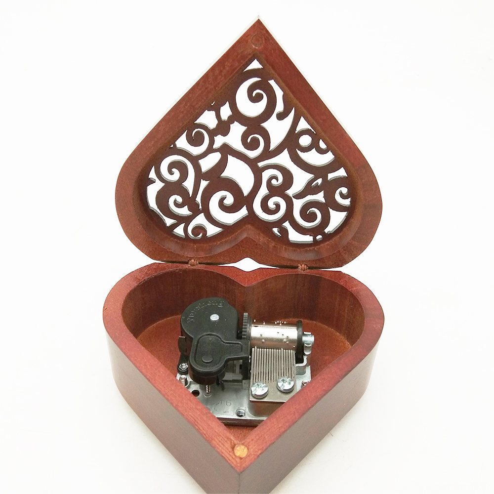 Color Print Holiday Gift Mini Size Engraved Hand Crank Wooden Music Box