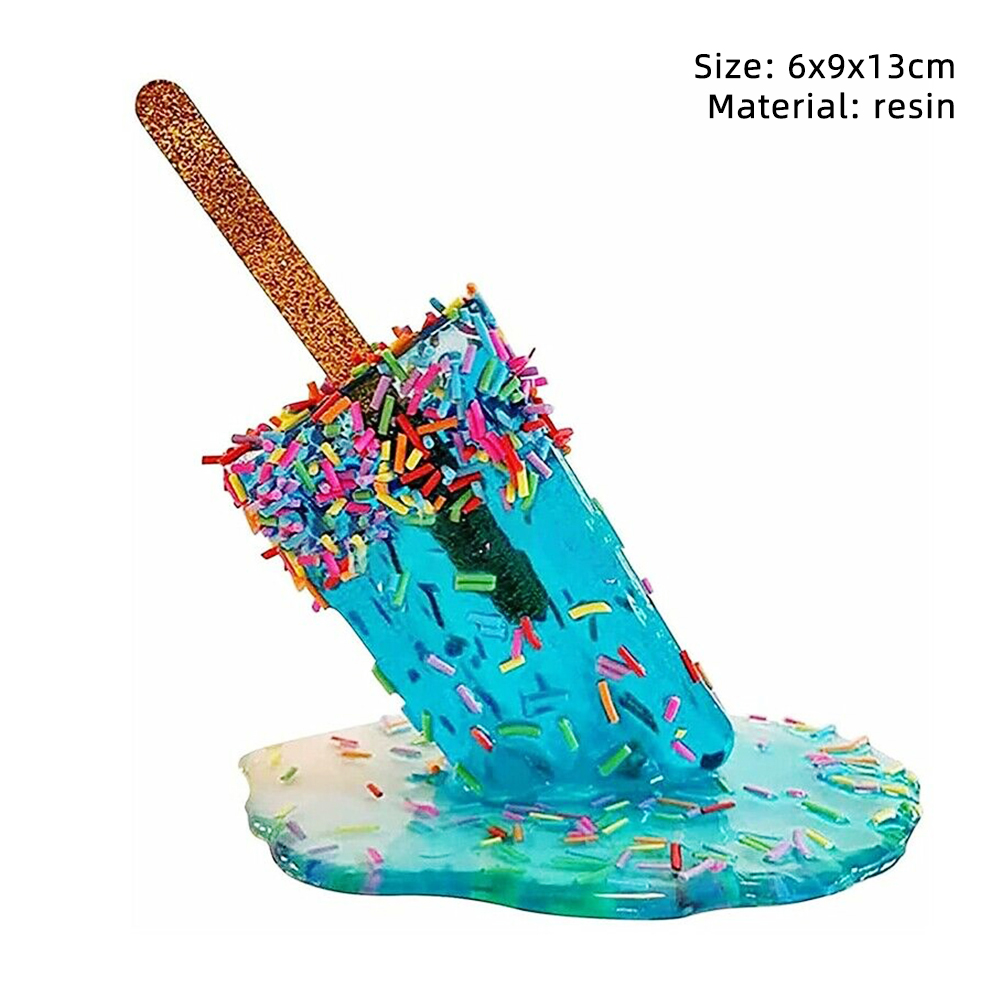 Creative Melting Popsicle Sculpture Ice Cream Resin Ornaments Decor Crafts Cafe Restaurant Office Home Modern Decoration
