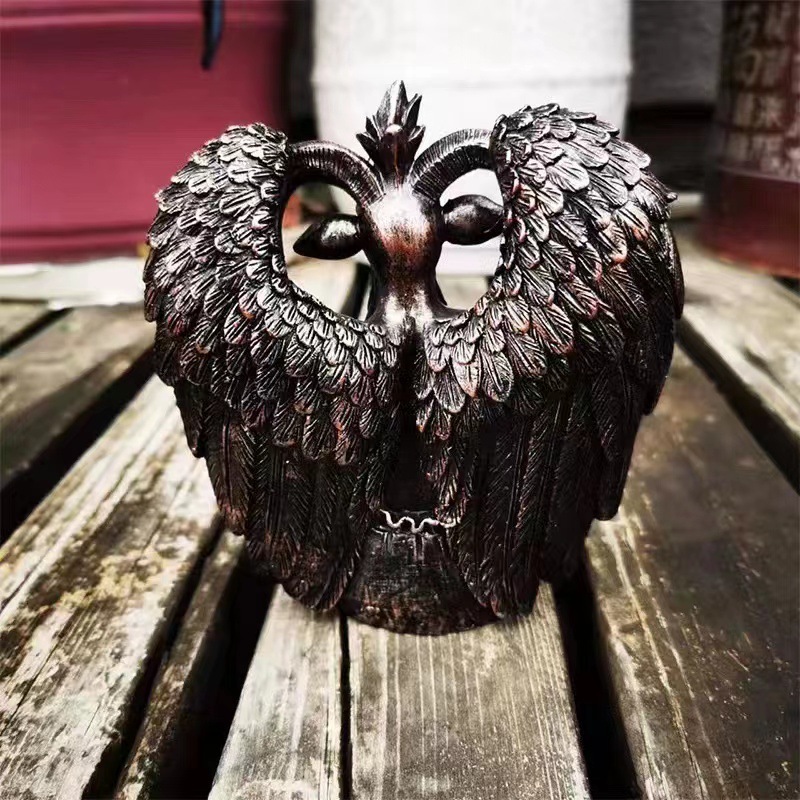 Large Seated Baphomet Lucifer Satanic Demon Goat of Mendes Pagan Statue 16 Inches Baphomet Statue Satan Devil Mendes Med
