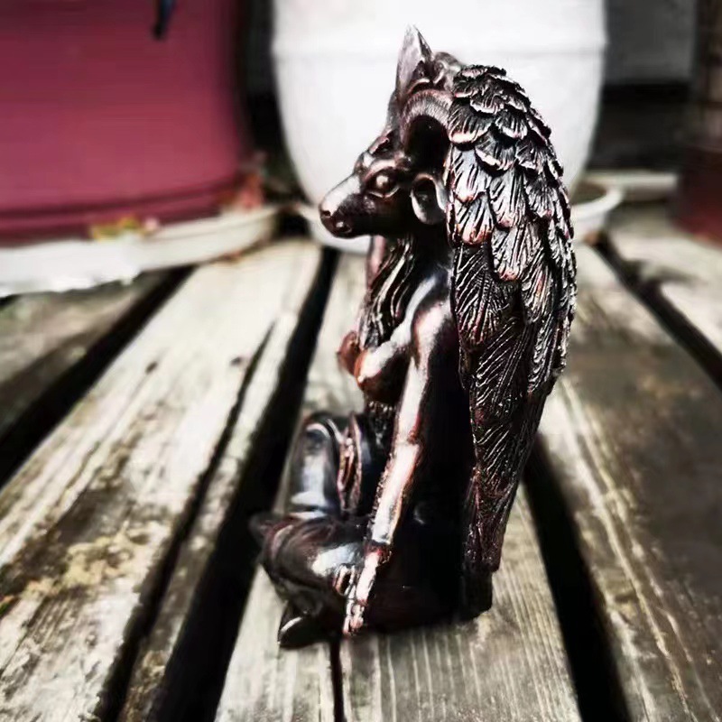 Large Seated Baphomet Lucifer Satanic Demon Goat of Mendes Pagan Statue 16 Inches Baphomet Statue Satan Devil Mendes Med