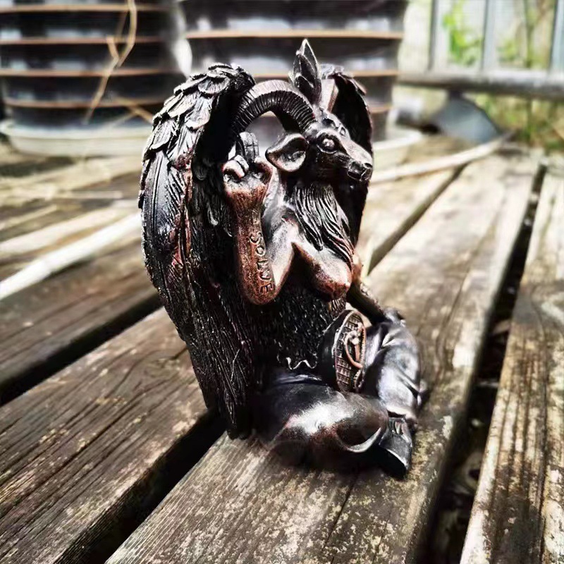 Large Seated Baphomet Lucifer Satanic Demon Goat of Mendes Pagan Statue 16 Inches Baphomet Statue Satan Devil Mendes Med