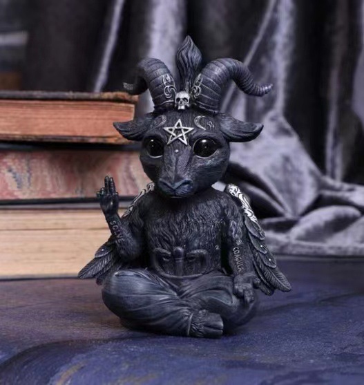 Large Seated Baphomet Lucifer Satanic Demon Goat of Mendes Pagan Statue 16 Inches Baphomet Statue Satan Devil Mendes Med