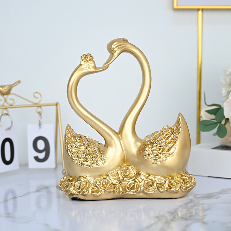 Creative boutique love swan resin handicraft couples' sense  happiness home room decoration