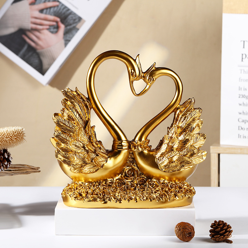 Creative boutique love swan resin handicraft couples' sense  happiness home room decoration