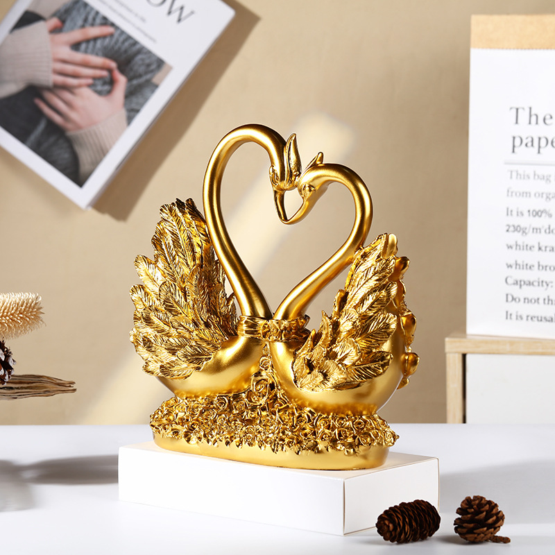 Creative boutique love swan resin handicraft couples' sense  happiness home room decoration